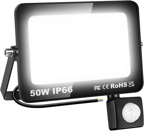 Miniatura 19 de Willpower Reflector LED con sensor de movimiento, luces de seguridad para exteriores de 10 W, 1000 lúmenes, lámpara exterior de 4000 K, luz blanca