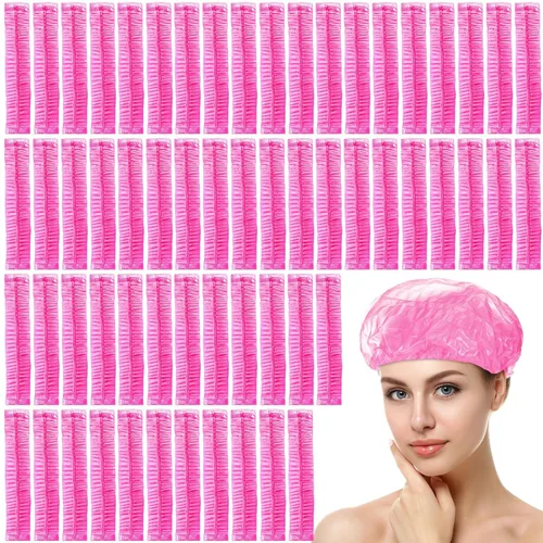 Miniatura 9 de Leyndo 1000 gorros de ducha desechables de plástico impermeables a granel, procesamiento de cabello elástico, grueso e impermeable, para mujeres