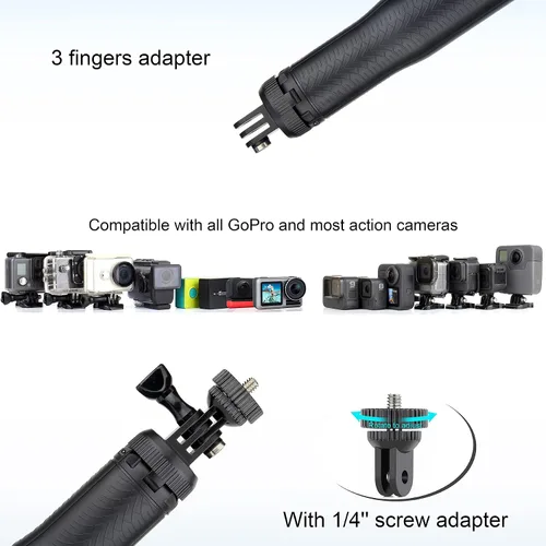 Miniatura 7 de Palo Selfie Flotante para GoPro Hero 13 12 11 10 9 8 7 Mini Max Fusion Session, DJI OSMO Action 6 5 Pro 4, AKASO EK7000 V50, palo monopod