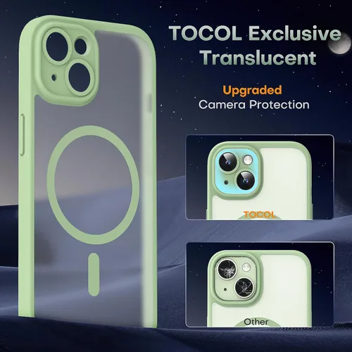 Miniatura 5 de TOCOL Funda Magnética para iPhone 15, Protección Completa Mejorada de la Cámara, Compatible con Magsafe, Protección contra Caídas, Funda para Verde