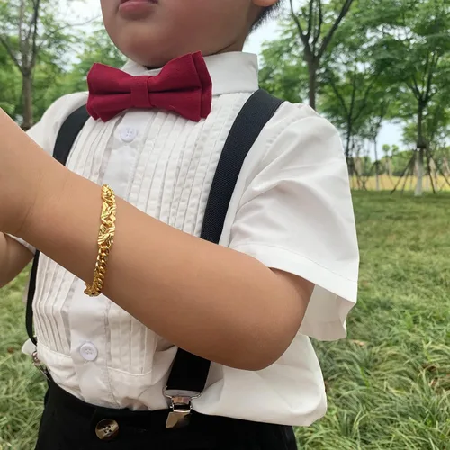 Miniatura 2 de Ethlyn Pulseras de bebé para niños y niñas, chapados en oro de 18 quilates, pulseras de cadena de eslabones cubanos para niños, exquisito regalo