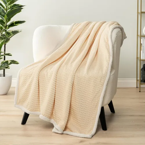 Miniatura 12 de PAVILIA Manta Sherpa de Cuadros Buffalo Gris Claro para Sofá, Manta de Forro Polar Suave Gris Claro a Cuadros, Manta de Franela Suave y Mullida