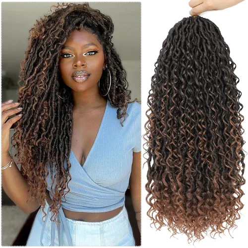 8 paquetes de cabello de ganchillo Goddess Faux Locs para mujeres negras, cabello largo de ganchillo Goddess Locs, Locs estilo boho, cabello River