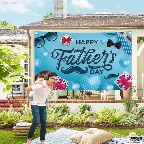 Miniatura 9 de KatchOn Cartel de feliz día del padre, extragrande, 72 x 44 pulgadas, decoración azul del día del padre para fiesta y hogar