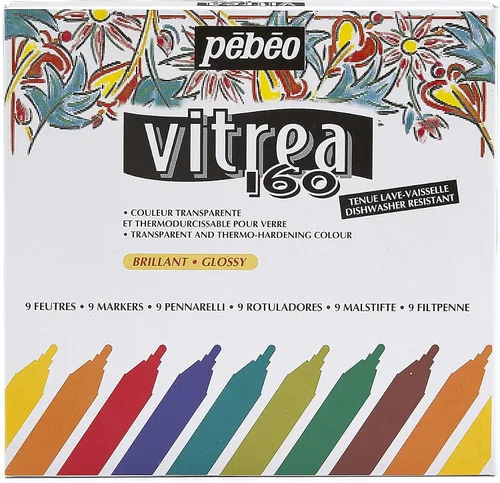 Miniatura 6 de Pebeo Vitrea 160 - Rotulador de Pintura Brillante para Vidrio, Tinta Negra (118088)