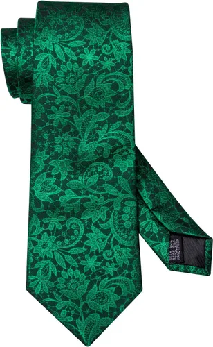 Miniatura 4 de Barry.Wang Conjunto de corbatas para hombre, seda con diseño de cachemira, corbata tejida formal con pañuelo de bolsillo y gemelos