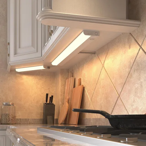 Miniatura 8 de GetInLight Luces LED regulables para debajo del gabinete, solo cableado, de 3 colores, de 24 pulgadas, blanco suave (3000 K), blanco brillante