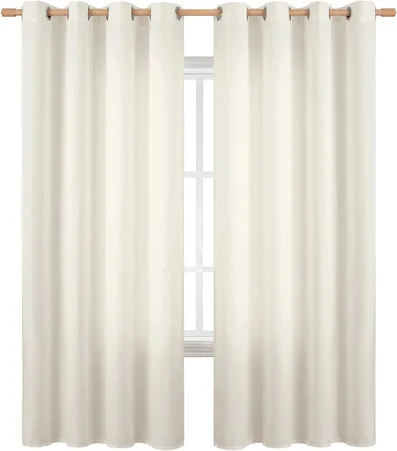 Miniatura 71 de BGment Cortinas de Lino Beige de 63 Pulgadas de Largo 2 Paneles - Tratamientos para Ventanas con Textura de Arpillera Filtrantes de Luz Cortinas