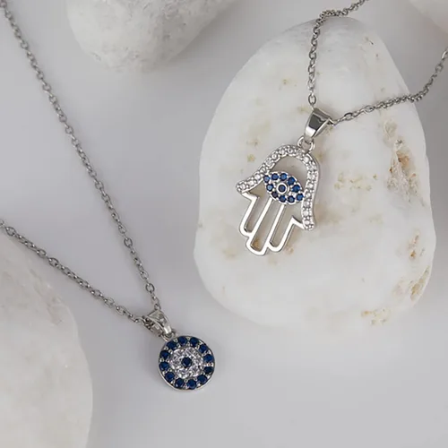 Miniatura 21 de Collar contra el mal de ojo para mujer, chapado en oro de 18 quilates, collar con capas de mal de ojo, hecho a mano, collar de protección ajustable