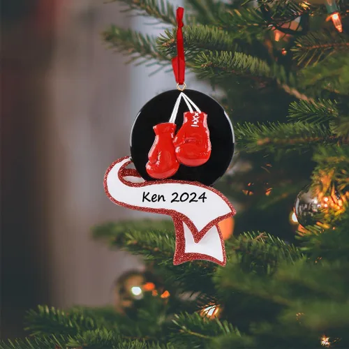 Miniatura 2 de Guantes de boxeo, adorno de Navidad, adorno de boxeo personalizado para decoración del árbol de Navidad, guante de boxeo rojo, regalo de recuerdo