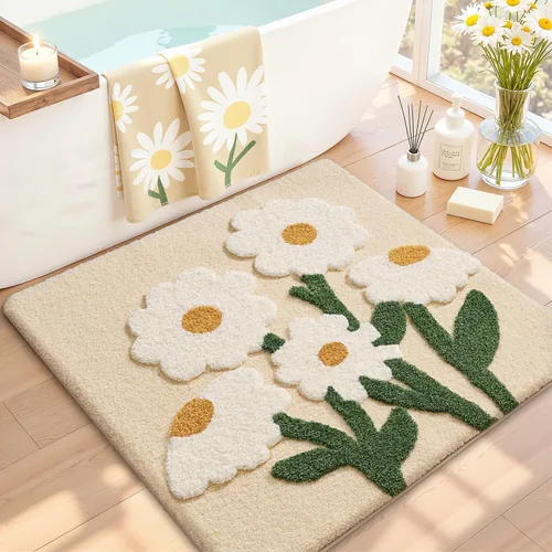 Miniatura 34 de LUMI Alfombra cuadrada de baño de playa, antideslizante, de secado rápido, ultra suave, lavable, absorbente, alfombra de baño con tema mar oceánico