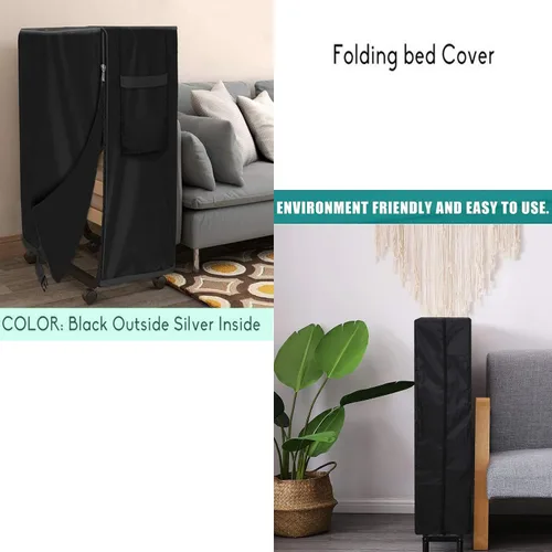 Miniatura 6 de Funda de almacenamiento plegable para cama, tamaño individual, color negro, cordón ajustable (33 pulgadas)