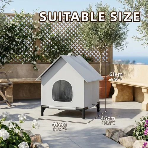 Miniatura 4 de Casa para gatos para exteriores e interiores, fácil de armar, refugio para gatos con autocalentamiento para invierno, aislado y resistente a