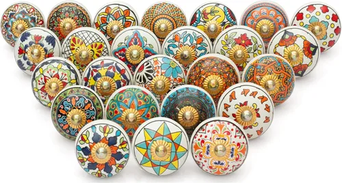 Miniatura 15 de Tiradores y pomos dorados para cajones, varios pomos de puerta antiguos para armarios de cocina, decoración bohemia de granja, juego de 6