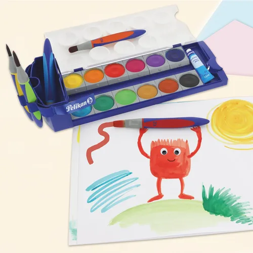 Miniatura 7 de Pelikan Griffix - Juego de pinceles de pintura para niños, 5 piezas ergonómicas con asas triangulares y cerdas sintéticas, suministros de arte