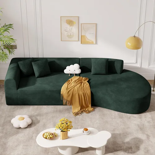 Miniatura 13 de Sofá modular modular de 126 pulgadas, moderno sofá curvado de nube con asiento profundo, sofás tapizados de gran tamaño para sala de estar, no Beige