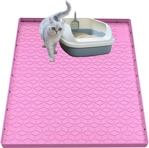 Miniatura 9 de Alfombra para Arena de Gatos, Alfombra de Silicona Grande para Caja de Arena - 28 x 22 pulgadas, Impermeable y Antideslizante, Duradero y Fácil