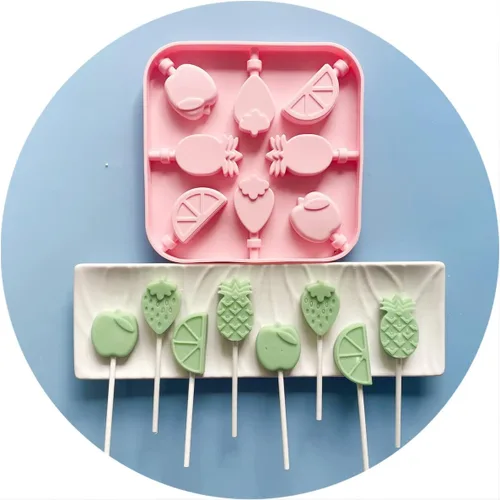 Juego de moldes para piruletas de frutas, molde para chupón de caramelo duro naranja y molde de chocolate de frutas con 50 palitos de paletas,