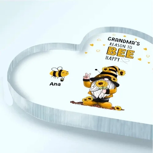 Miniatura 3 de IZI POD Placa acrílica personalizada con forma de corazón para abuela, razones para abeja, diseño de corazón, gnomos, placa de abuela, regalos