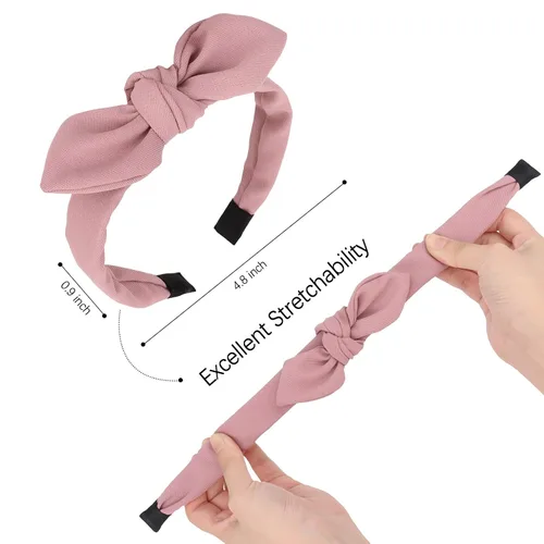 Miniatura 3 de Jaciya Diademas para niñas y mujeres, accesorios para el cabello, diadema fina con lazo anudado para la cabeza, diadema con orejas de conejo