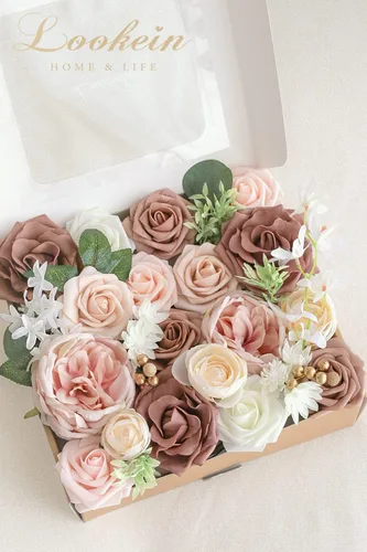 Miniatura 9 de Lookein Flores artificiales para decoración de boda, ramo de novia, centros de mesa, coronas de flores, decoración del pasillo, decoración