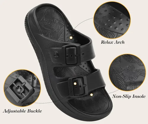 Miniatura 5 de ONCAI Womens Recovery Sandals with Arch Support Plantar Fasciitis Orthotic Adjustable Buckle Open Toe Thick Cushion Outdoor Girls Sport Slides