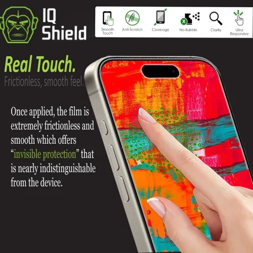 Miniatura 4 de IQShield Paquete de 2 protectores de pantalla para iPhone 15 Pro Max, fácil de instalar, ultra fino, antiarañazos, antiburbujas, resistente a