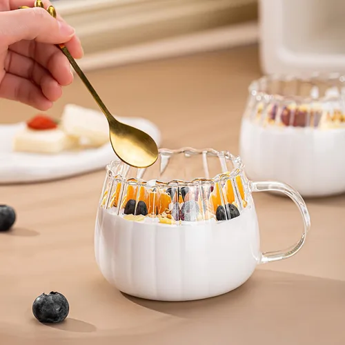 Miniatura 7 de STOBOK 2 tazas transparentes, 11.8 fl oz, tazas de vidrio en forma de calabaza con mango para leche, leche, capuchino, expreso, bebidas calientes