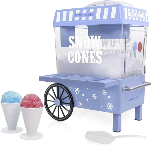 Nostalgia Máquina de Raspados de Hielo Raspado - Máquina de Granizados Retro de Mesa Hace 20 Golosinas Heladas - Incluye 2 Vasos de Plástico