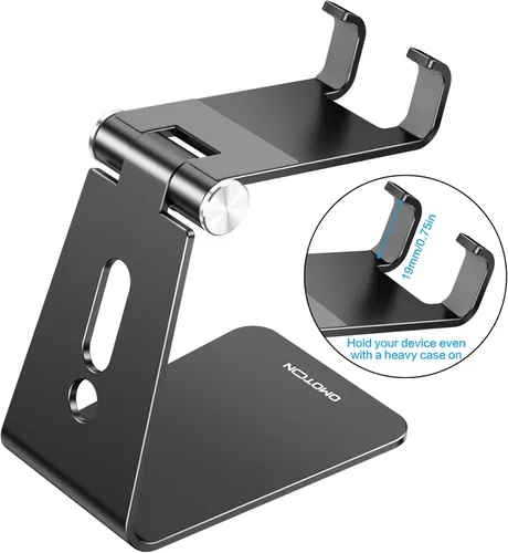 Miniatura 2 de OMOTON Soporte ajustable para teléfono celular, base soporte para teléfono de escritorio de aluminio C2, compatible con iPhone 15, 14, 13, XS, XR, 8