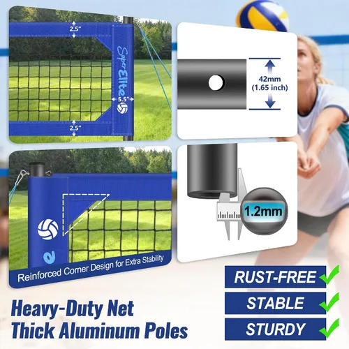 Miniatura 3 de Professional Volleyball Net Set Heavy Duty for Outdoor Backyard Portable with Aluminum Scoring Poles, Nets System, Adjustable Regulation Height