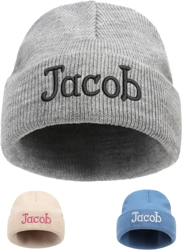Lanleay Gorros personalizados para bebés, niñas y niños, gorros bordados personalizados con nombre para bebés, niños y adultos