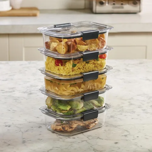 Miniatura 7 de Rubbermaid Brilliance - Recipientes para almacenar alimentos sin BPA con tapas herméticas, ideales para almuerzo, preparación de comidas y sobras