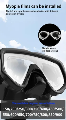 Miniatura 8 de Equipo de esnórquel para adultos, juego de esnórquel seco máscara de buceo, vista panorámica de 180°, equipo de esnórquel profesional, máscara