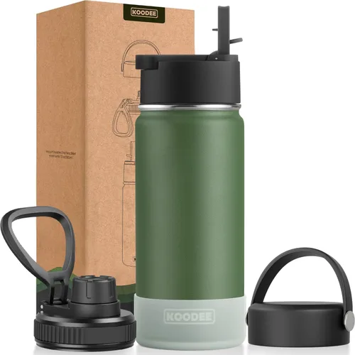 Miniatura 18 de koodee Insulated Water Bottle, 32 oz Stainless Steel Double Wall Vacuum Wide Mouth Sport Bottle with Leakproof Spout Lid (Navy)
