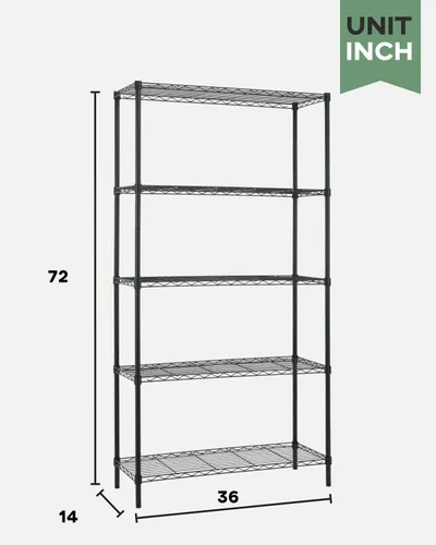 Miniatura 3 de FDW Estantería de alambre ajustable de 14 pulgadas de profundidad x 36 pulgadas de ancho x 72 pulgadas de alto, estante de metal ajustable, estantes
