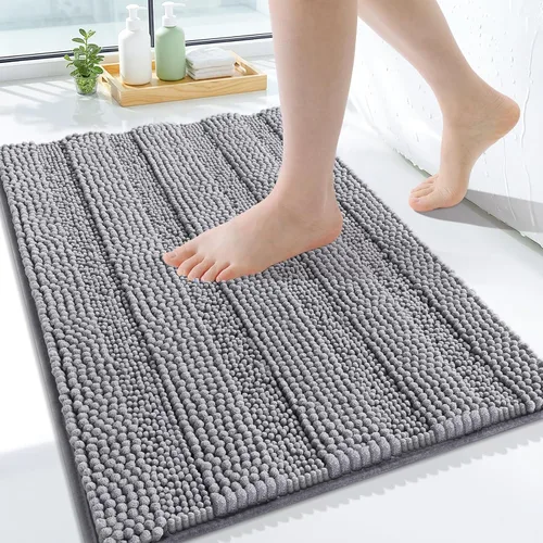 Miniatura 153 de Grandaily Alfombras de baño de felpilla a rayas de 24 x 16 pulgadas, extra gruesas y suaves, absorbentes, parte trasera de goma, alfombra de ducha