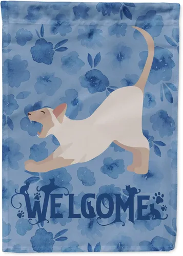 Miniatura 43 de Caroline's Treasures CK5047CHF Ojos Azules - Bandera de bienvenida con diseño de gato para casa de porche, grande, para colgar en la pared