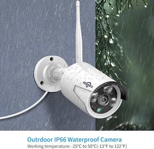 Miniatura 6 de Hiseeu - Cámara adicional de 2 paquetes 5MP de cámara de seguridad inalámbrica para exteriores, lente de 3.6mm impermeable para interiores