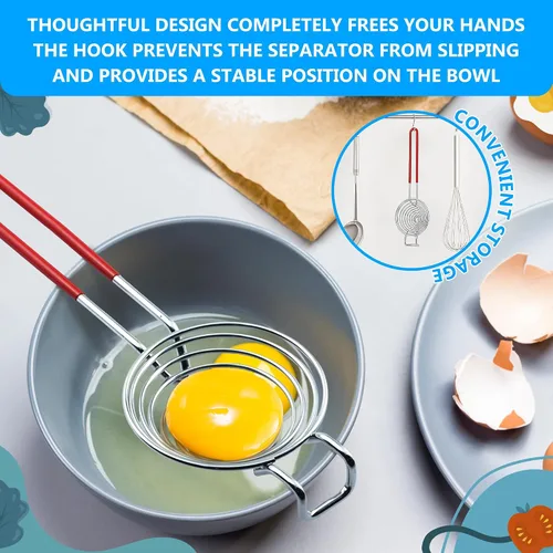 Miniatura 7 de Separador de huevos para huevos crudos, separador de yema de huevo, dispositivo de cocina, removedor de yema de acero inoxidable para huevos crudos
