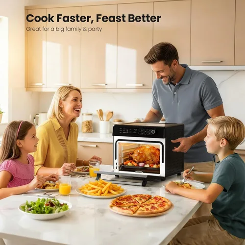 Miniatura 3 de Kismile Combo de horno tostador de freidora de aire de 25 cuartos de galón, horno de convección de encimera grande 12 en 1, 70 a 450 ℉, hornear