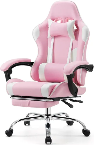 Miniatura 12 de Sweetcrispy Silla de videojuegos – Silla de escritorio ergonómica con reposapiés y soporte lumbar, altura ajustable con respaldo alto y reposabrazos