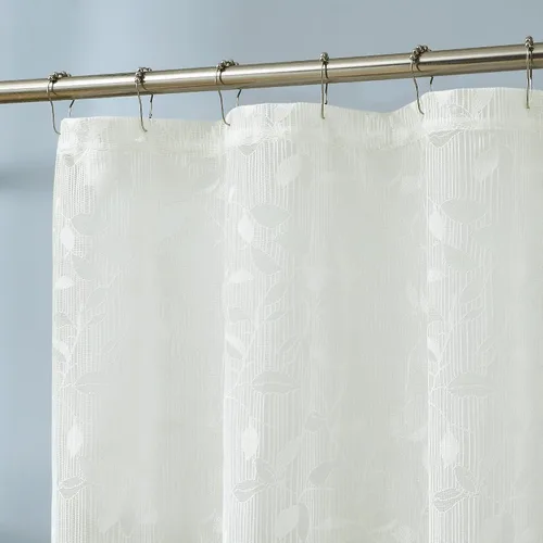 Miniatura 3 de LINENZONE Cortinas de ducha de encaje con elegante diseño de hojas. Tamaño 36 x 72 pulgadas. Se puede utilizar como cortina de ducha rústica