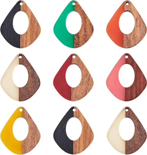 Miniatura 36 de Pendientes de hoja de madera de resina encantos pendientes de madera en blanco
