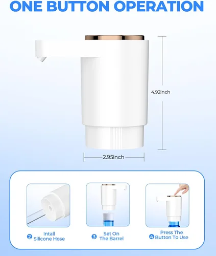 Miniatura 4 de Bomba de botella de agua, dispensador de agua eléctrico portátil para botellas de 5 galones, carga USB, interruptor automático, batería recargable