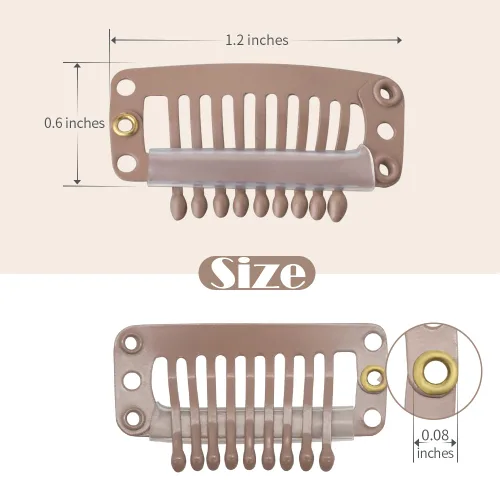 Miniatura 35 de Dreamlover - Clips para extensiones de cabello, clips para peluca con 9 dientes, 30 piezas Beige
