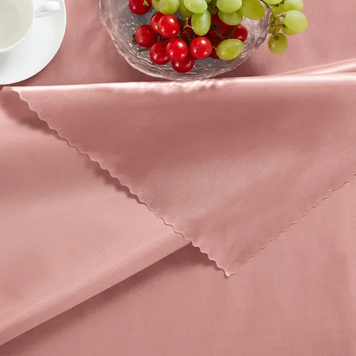 Miniatura 5 de Homiest 1 paquete de mantel de satén de 60 x 84 pulgadas, color oro rosa, mantel de mesa rectangular sedoso, manteles de satén para boda, recepción