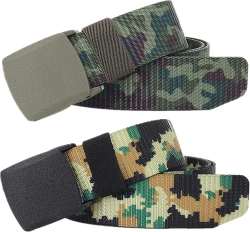 Miniatura 27 de Cinturones para hombre, cinturón táctico militar de nailon camuflaje con hebilla de plástico ajustable, paquete de 2 Camuflaje de la selva