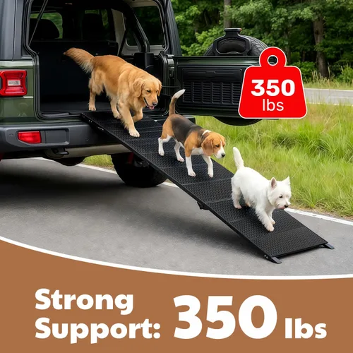 Miniatura 4 de Rampa extra larga de 71 pulgadas para perros grandes, marco de metal resistente para vehículos utilitarios deportivos, camiones y automóviles