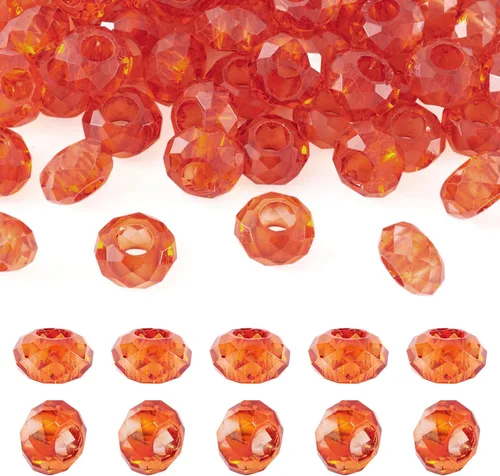 Miniatura 9 de Cheriswelry 90 cuentas europeas de cristal en forma de dona, cuentas transparentes con agujeros grandes, abalorios de cristal de 25/64 pulgadas 9